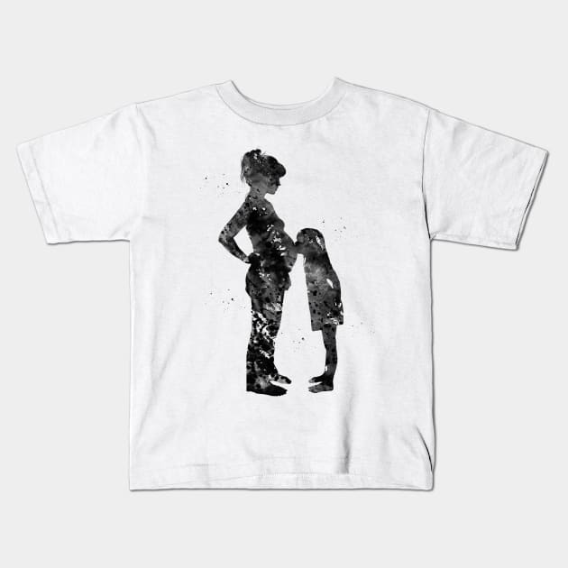 Pregnant mom with daughter Kids T-Shirt by erzebeth